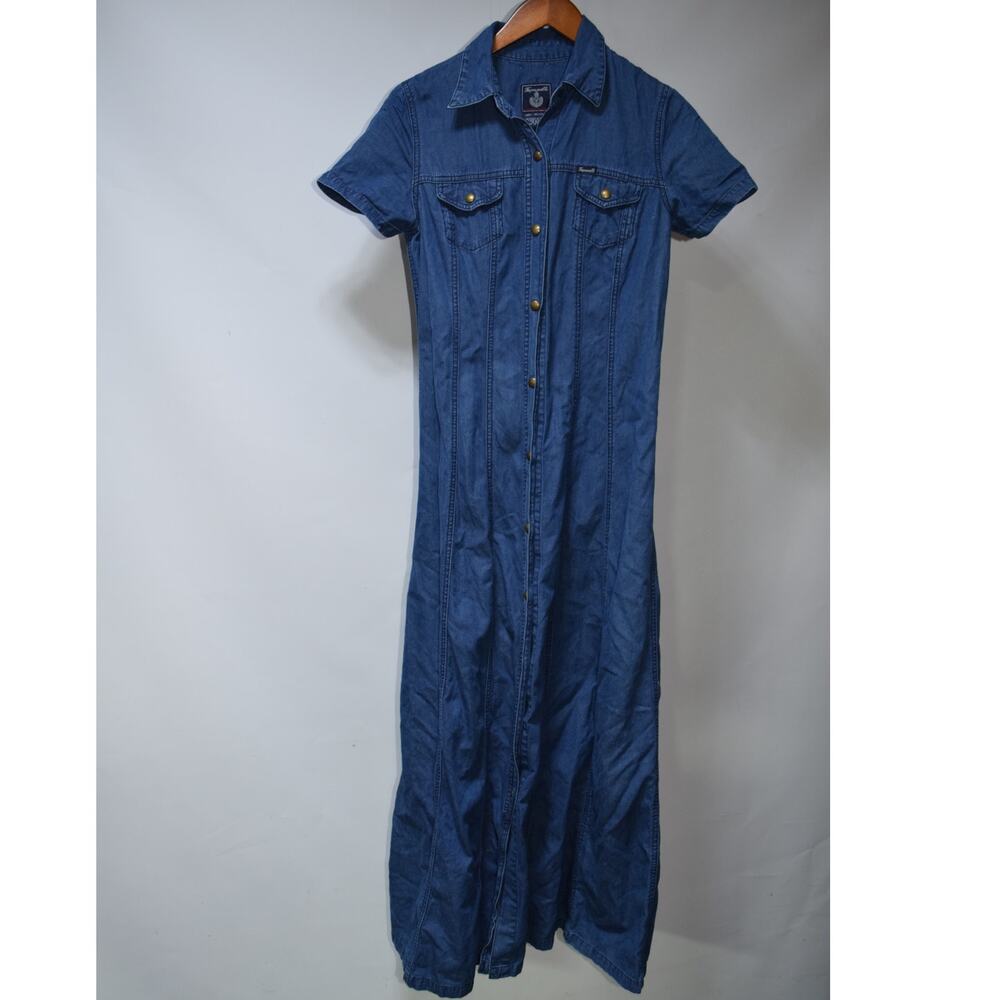 Façonnable Women’s Blue Denim Chambray Maxi Shirt Dress Size 2